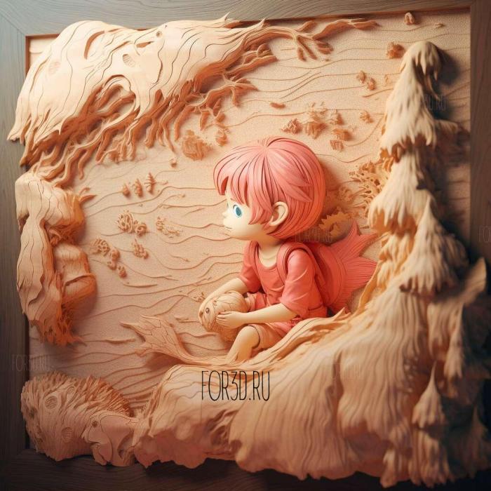 st Ponyo fish on the cliff anime 1 stl model for CNC