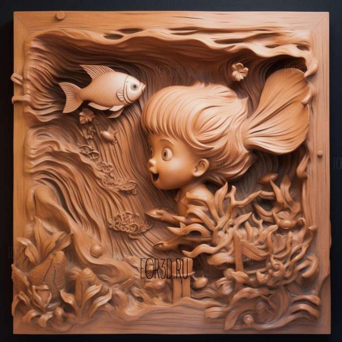 st Ponyo fish on the cliff anime 3 stl model for CNC