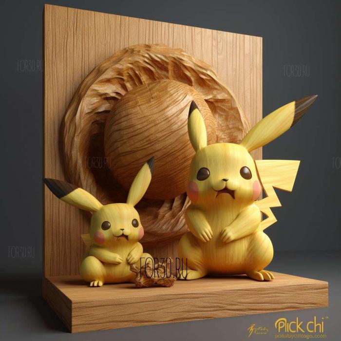 st The Apple Corp Pikachu and Pichu 3 stl model for CNC