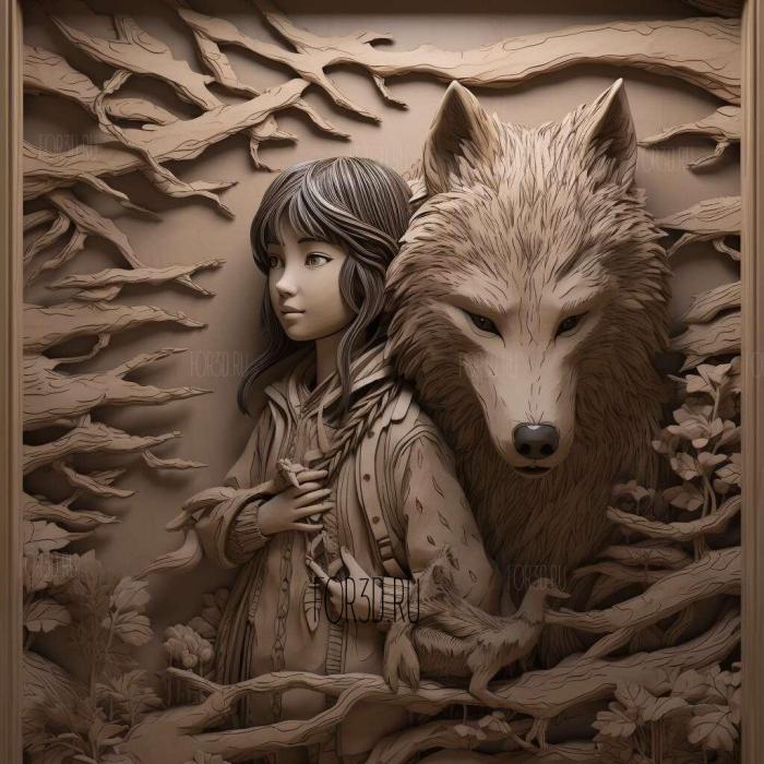 st Wolf children of Ame and Yuki anime 3 stl model for CNC