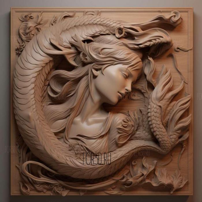 st Beauty and the Dragon anime 2 stl model for CNC