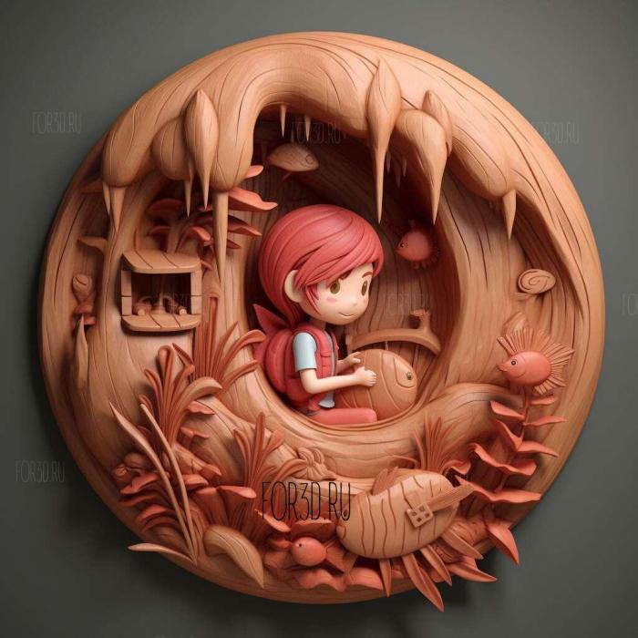 Ponyo fish on the cliff anime 2 stl model for CNC