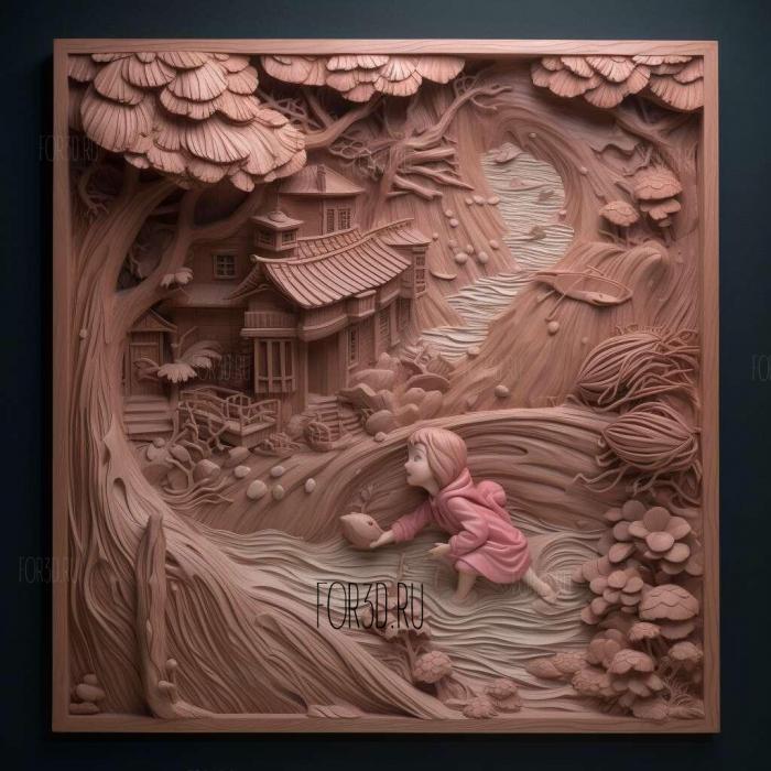 Ponyo fish on the cliff anime 3 stl model for CNC