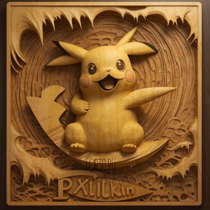 st The Pi Kahuna The Legend of the Surfing Pikachu 1 stl model for CNC