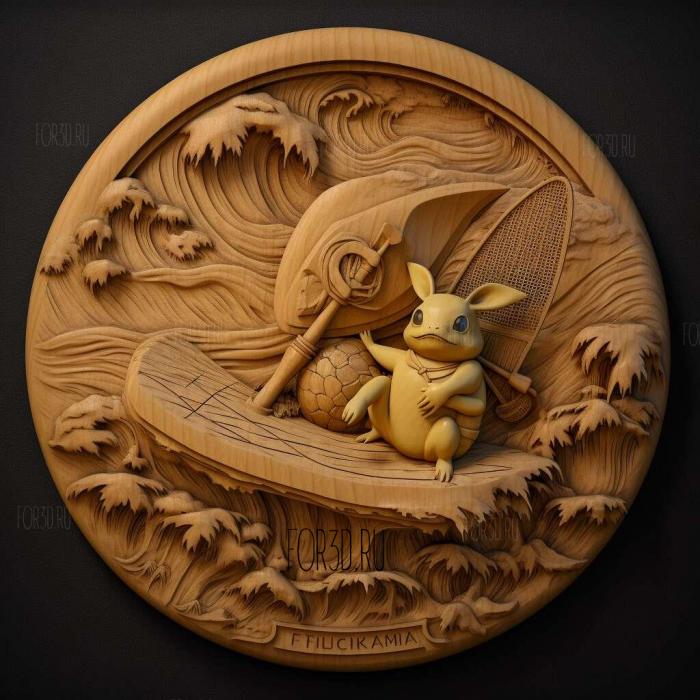st The Pi Kahuna The Legend of the Surfing Pikachu 3 stl model for CNC