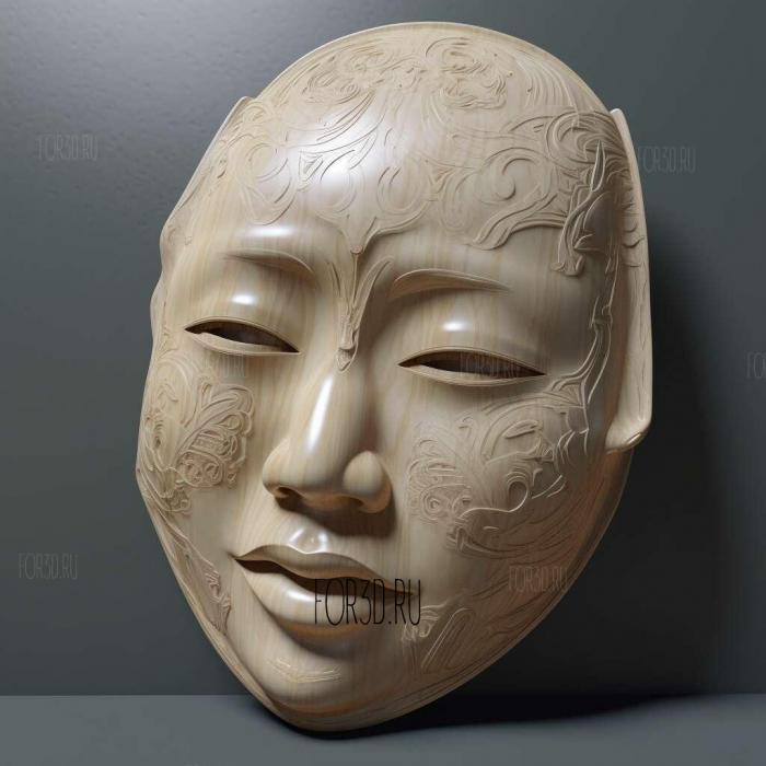 st Glass Mask Suzue Miuchi 3 stl model for CNC