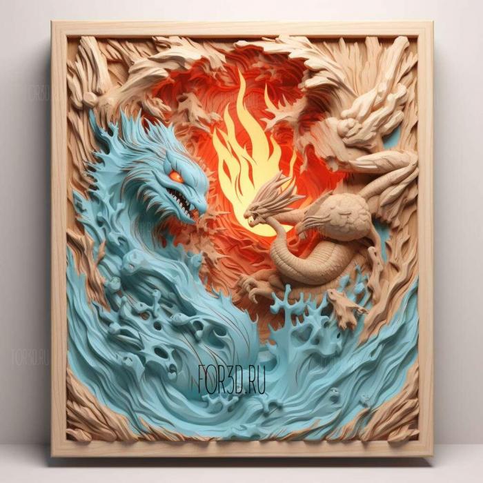 st Fire and Ice Ice Field Blazing Battlefrom Pokemon 2 stl model for CNC