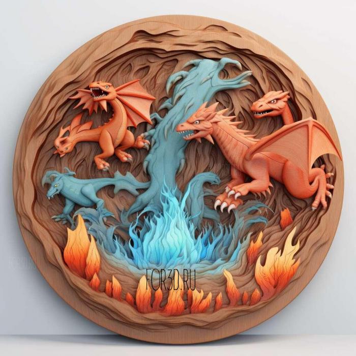 st Fire and Ice Ice Field Blazing Battlefrom Pokemon 3 stl model for CNC