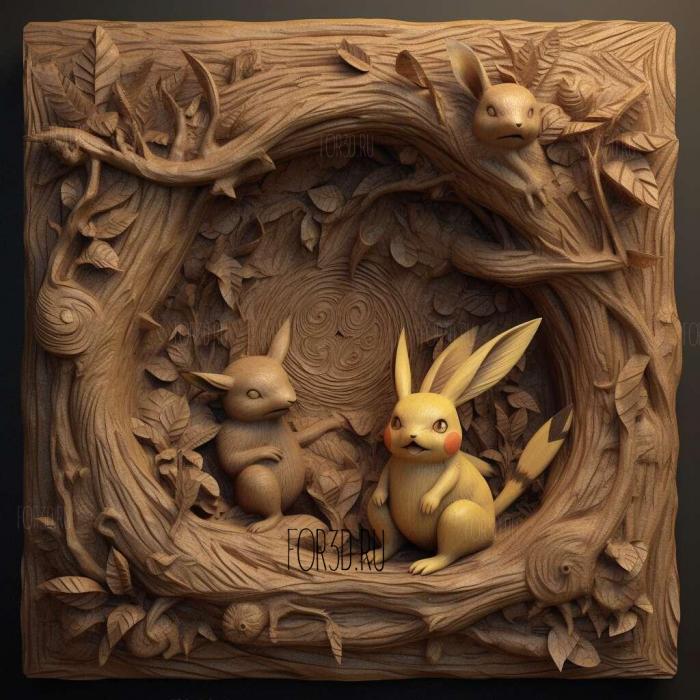 st Hoenn Alone Parting with Pikachu 4 stl model for CNC