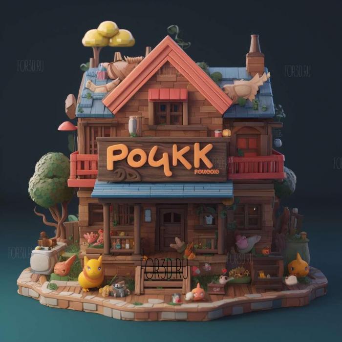 A Pok BLOCK Party Sing Pokmon Trick House 3 stl model for CNC