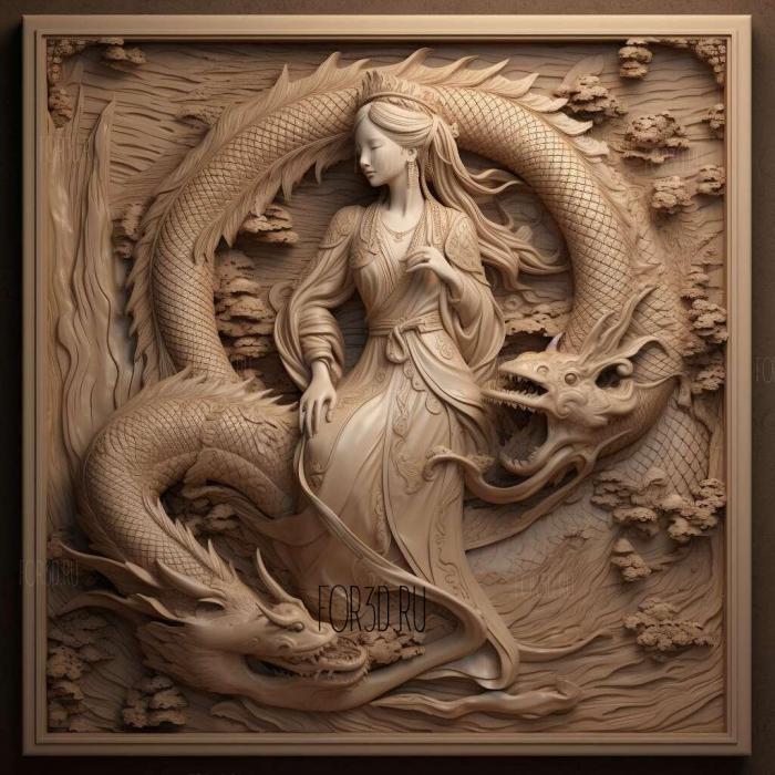 Beauty and the Dragon anime 1 stl model for CNC