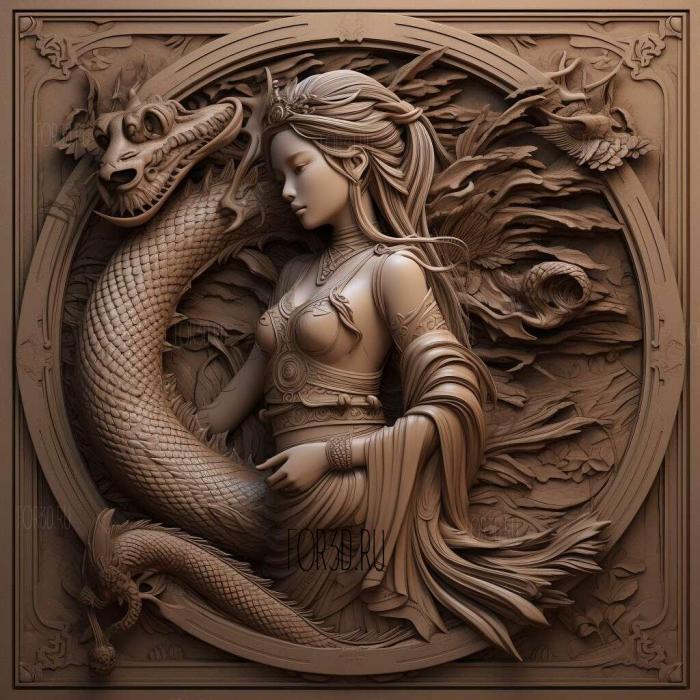 Beauty and the Dragon anime 3 stl model for CNC