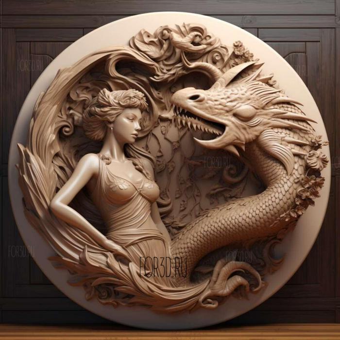 Beauty and the Dragon anime 4 stl model for CNC