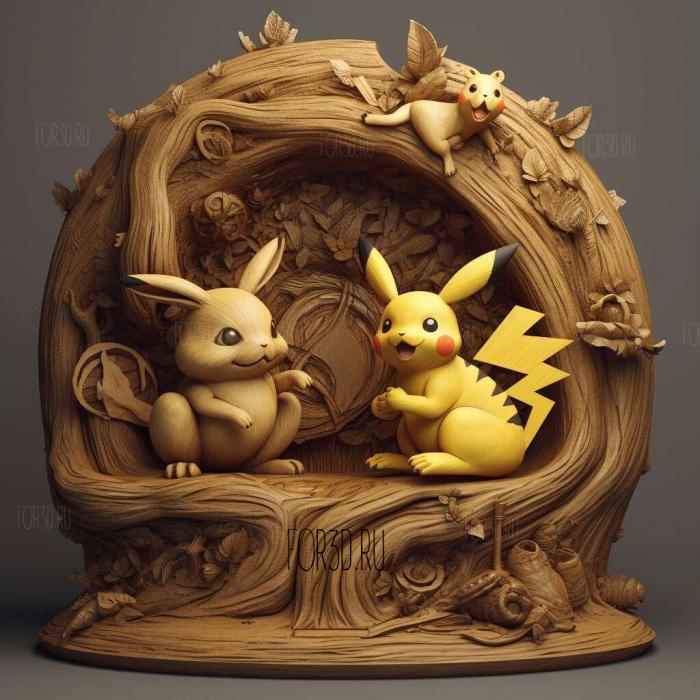 Bound For Trouble Pikachu VS Nyarth 2 stl model for CNC