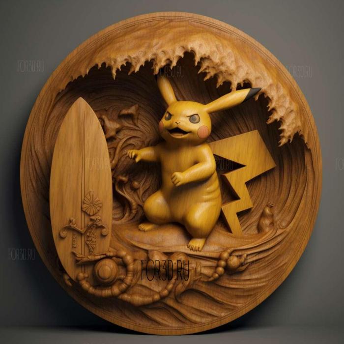 The Pi Kahuna The Legend of the Surfing Pikachu 2 stl model for CNC
