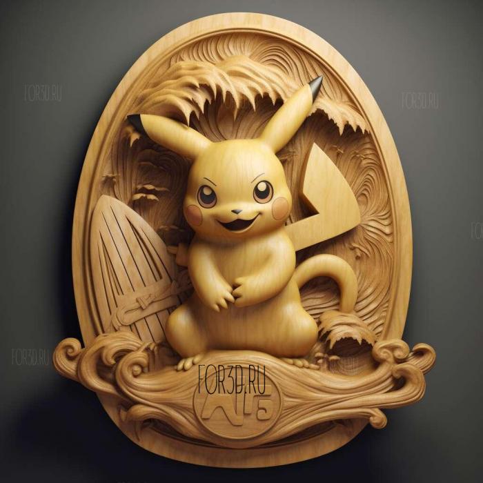 The Pi Kahuna The Legend of the Surfing Pikachu 3 stl model for CNC