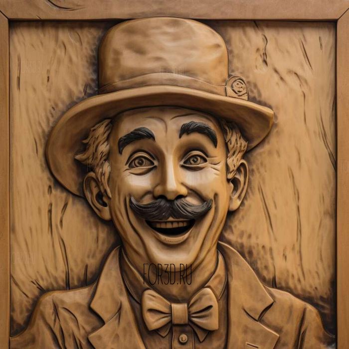 Charlie Chaplin comic genius 2 stl model for CNC