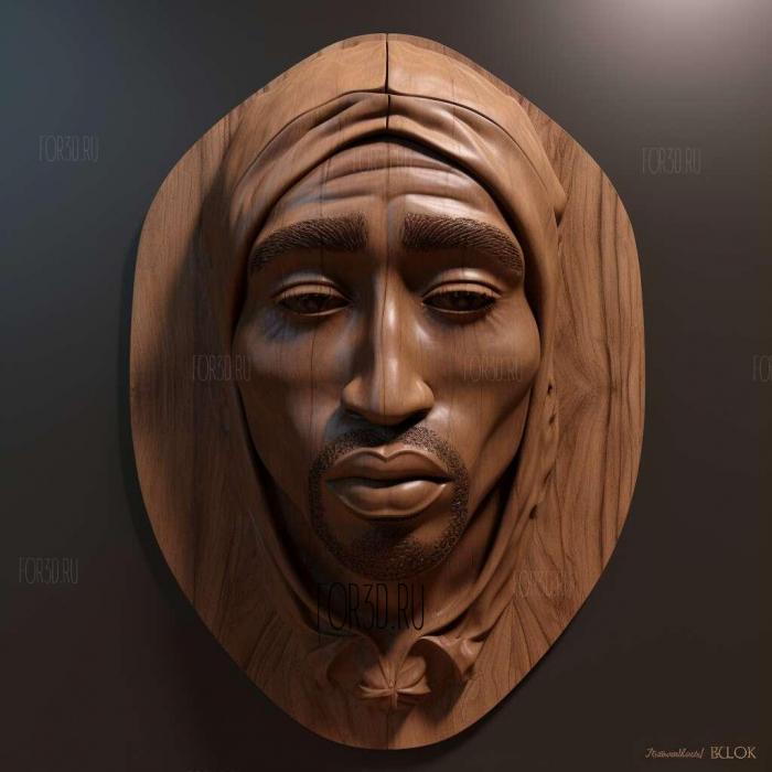 Tupac Shakur ure head 2 stl model for CNC