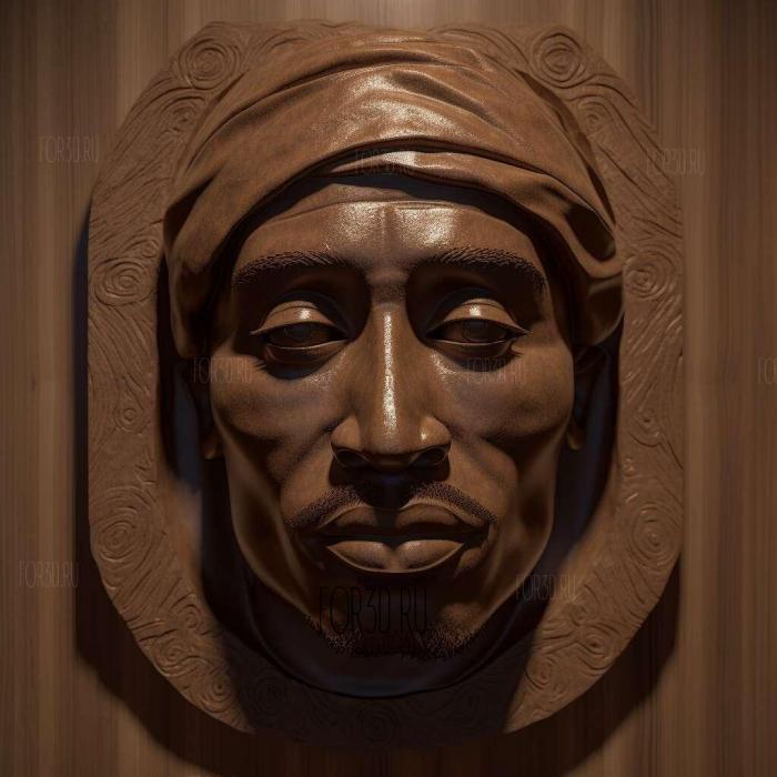 Tupac Shakur ure head 4 stl model for CNC