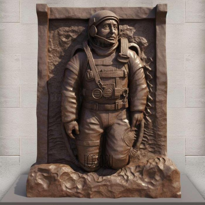 Sponge Diver Memorial Statue 3 stl model for CNC