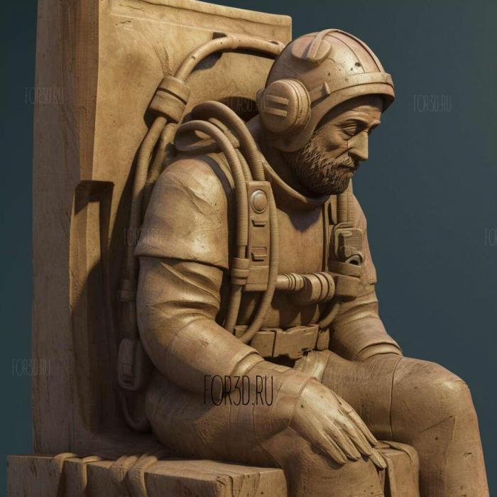 Sponge Diver Memorial Statue 4 stl model for CNC