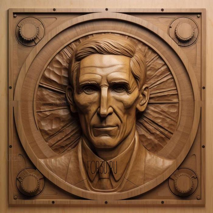 Nikola Tesla straight 2 stl model for CNC