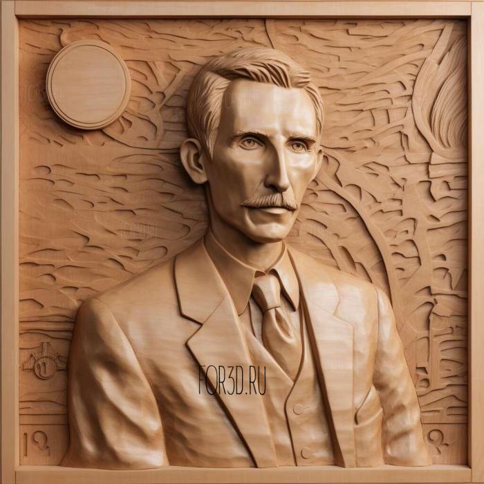 Nikola Tesla straight 3 stl model for CNC