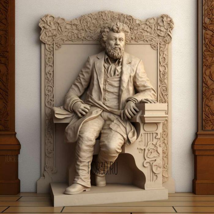 St Petersburg monument to Pushkin 4 stl model for CNC