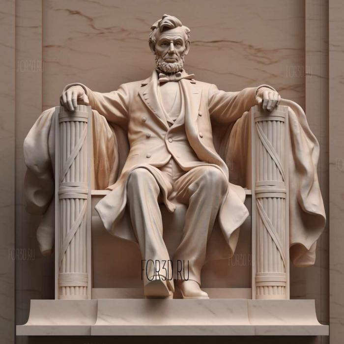 Abraham Lincoln Memorial 3 stl model for CNC