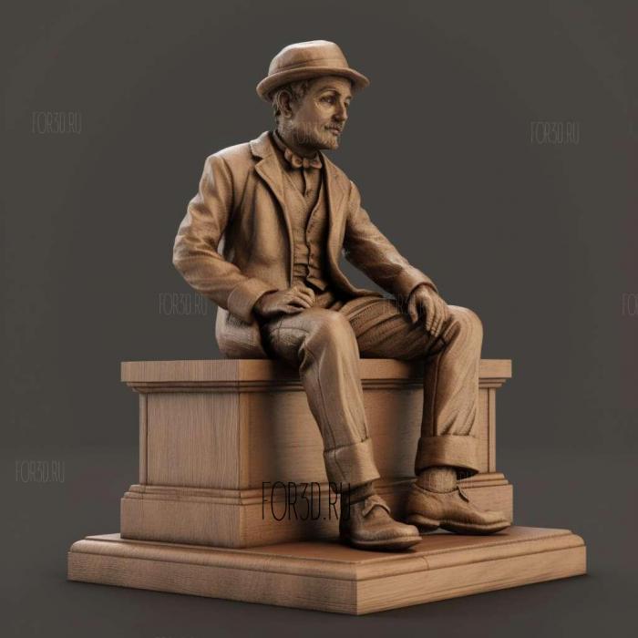 Charlie Chaplin Sitting Pose 1 stl model for CNC