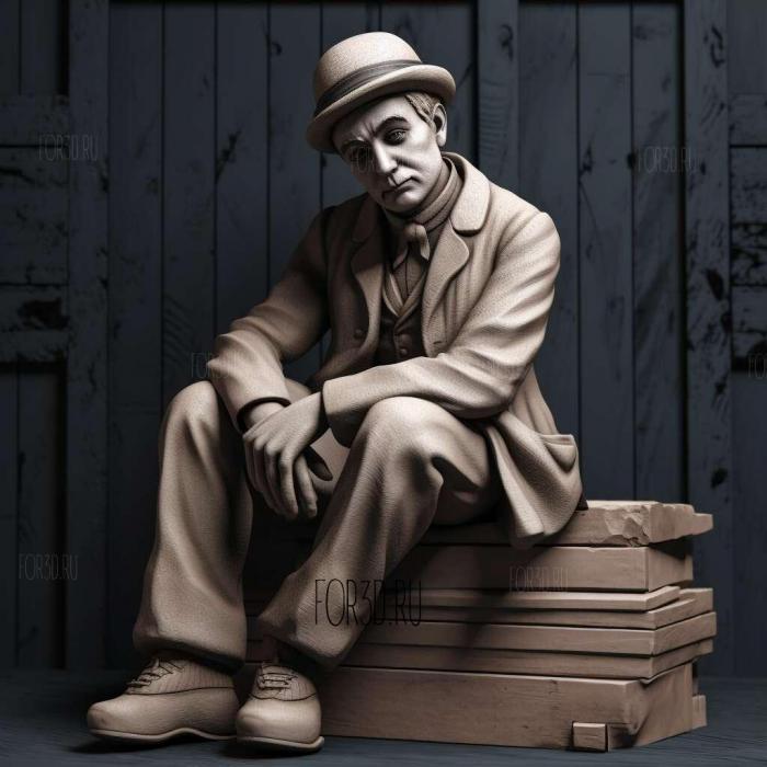 Charlie Chaplin Sitting Pose 2 stl model for CNC