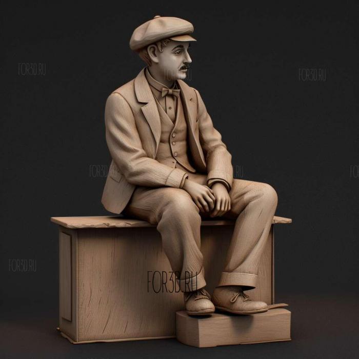 Charlie Chaplin Sitting Pose 4 stl model for CNC