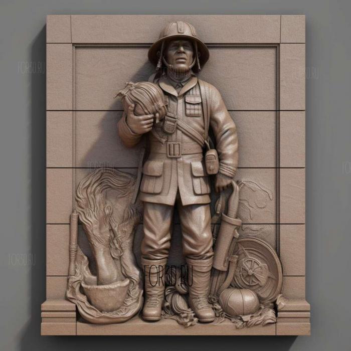 Fire Fighter Memorial Statue 1 stl model for CNC