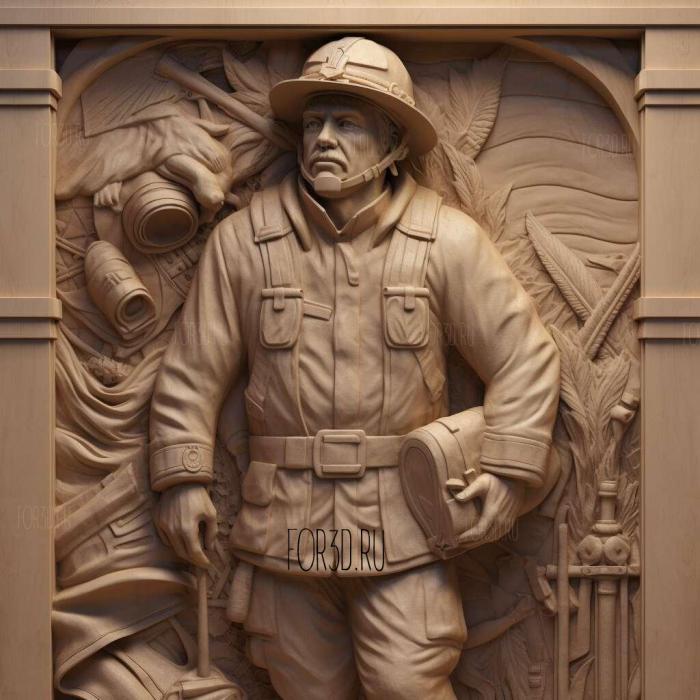 Fire Fighter Memorial Statue 3 stl model for CNC