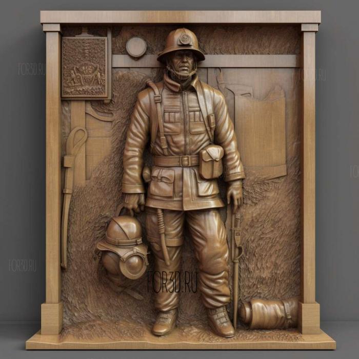 Fire Fighter Memorial Statue 4 stl model for CNC
