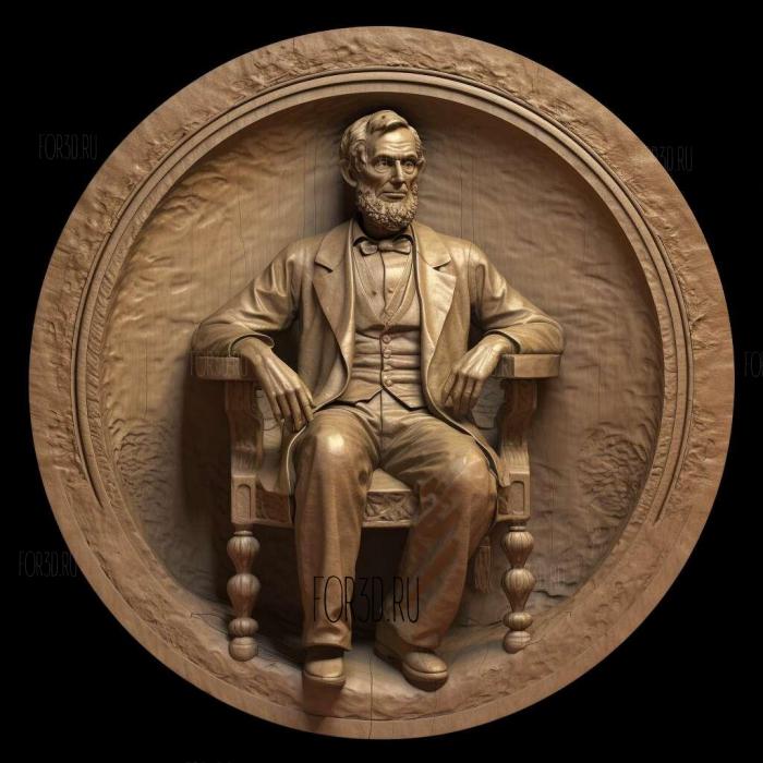 Abraham Lincoln on the round podium 1 stl model for CNC