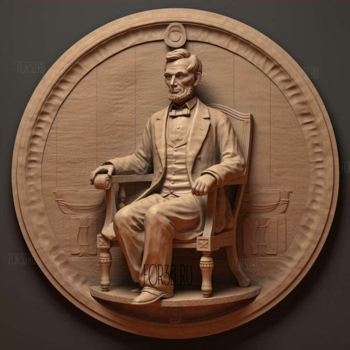 Abraham Lincoln on the round podium 4 stl model for CNC