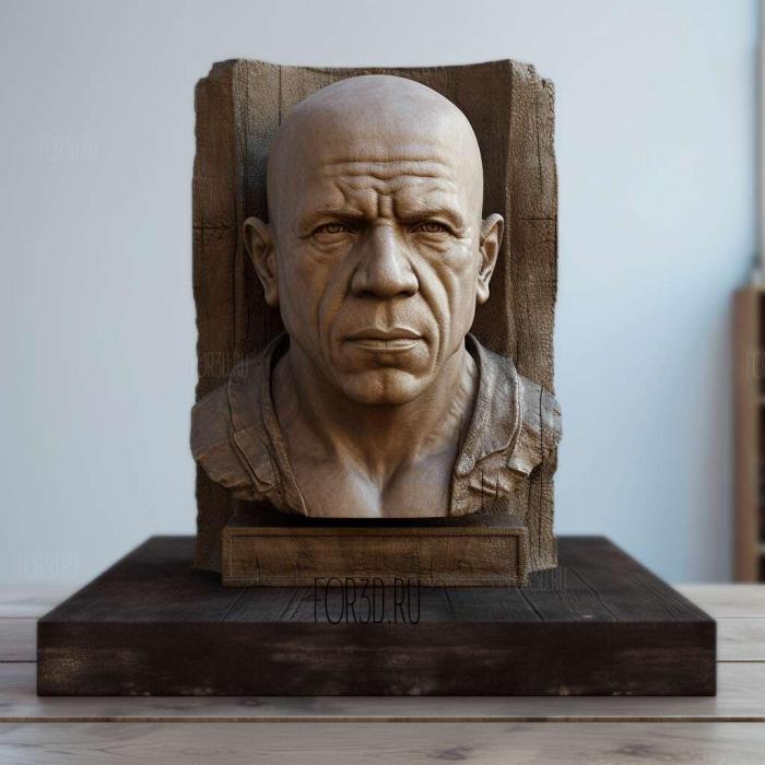 Vin Diesel with plinth 1 stl model for CNC