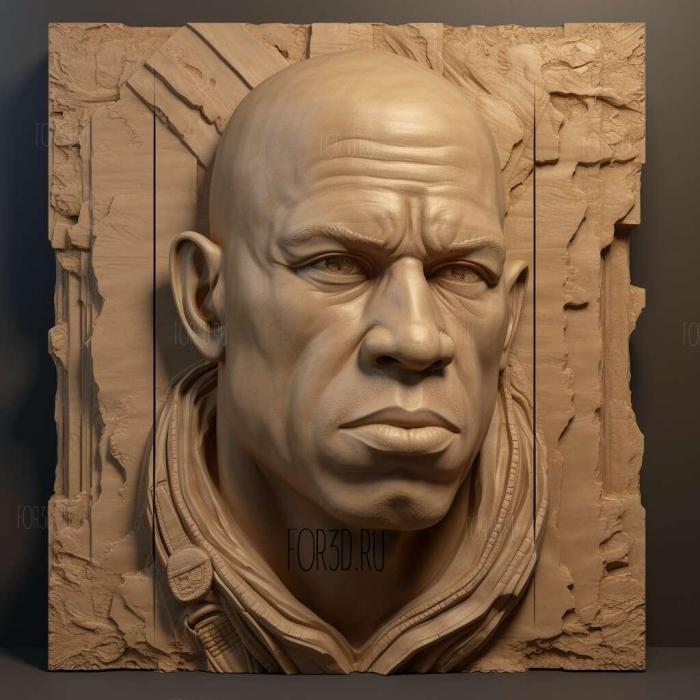 Vin Diesel with plinth 2 stl model for CNC