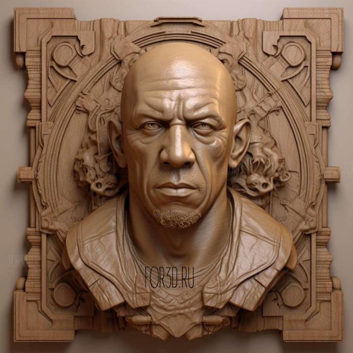 Vin Diesel with plinth 3 stl model for CNC