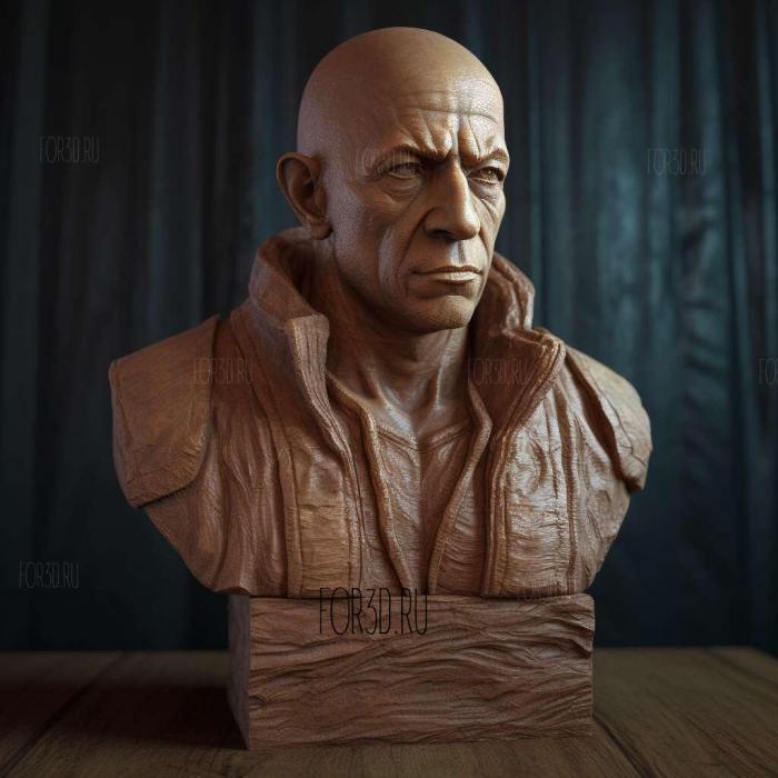 Vin Diesel with plinth 4 stl model for CNC