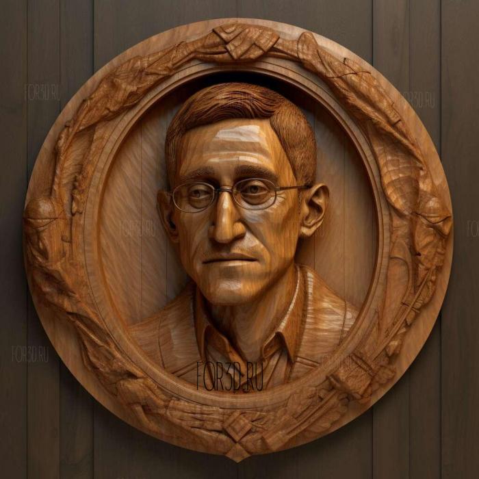 Edward Snowden 3D caricature 2 stl model for CNC