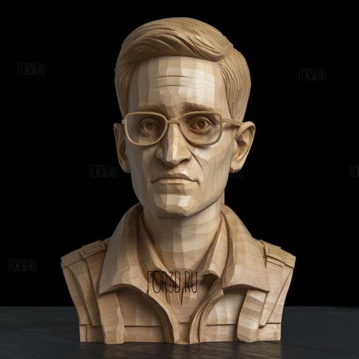 Edward Snowden 3D caricature 3 stl model for CNC