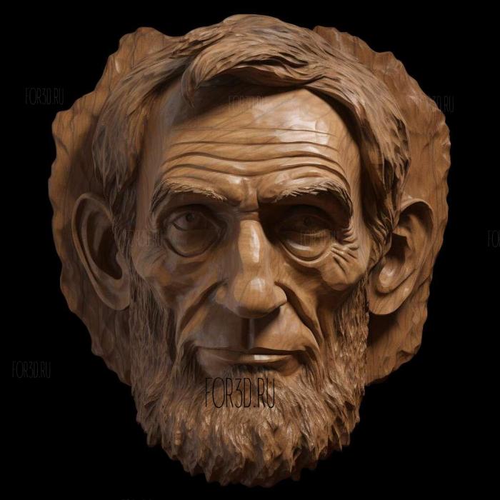 Abraham Lincoln head 1 stl model for CNC