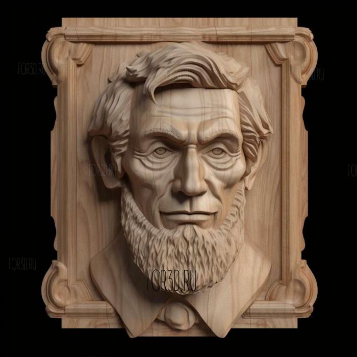 Abraham Lincoln head 4 stl model for CNC