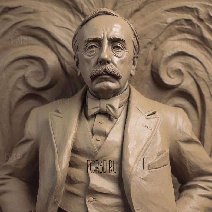 HG Wells Statue by Wesley W Harland 2 stl model for CNC