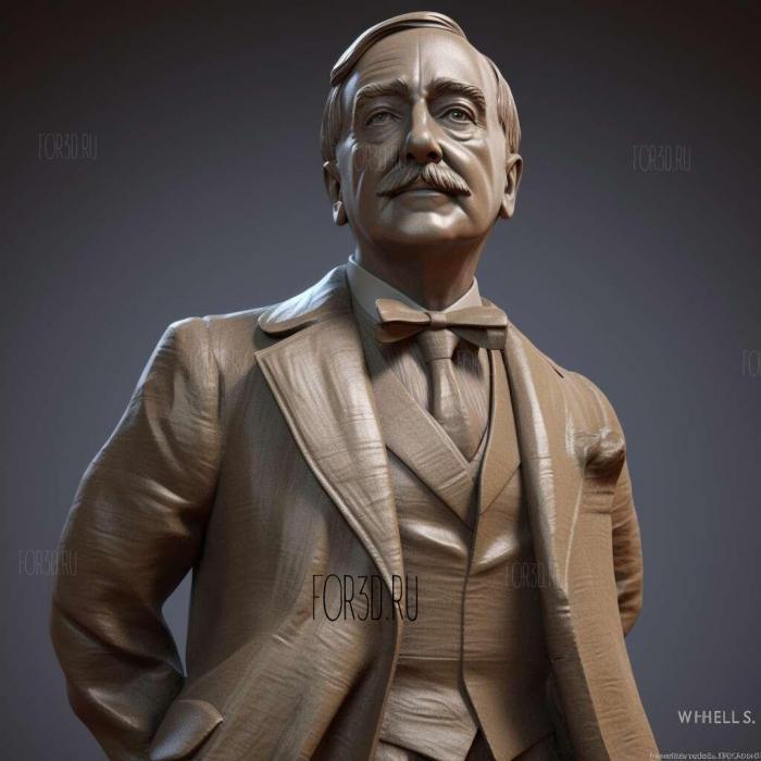 HG Wells Statue by Wesley W Harland 3 stl model for CNC