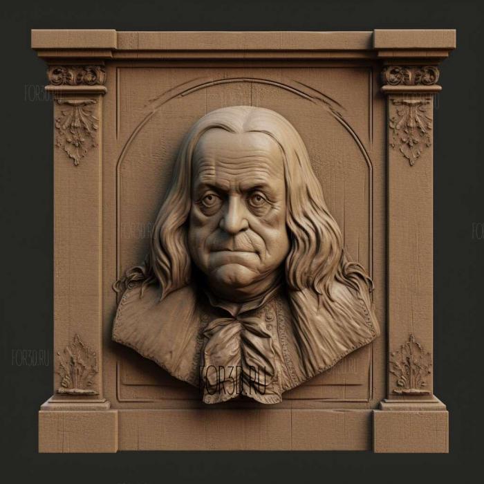 Benjamin Franklin thin plinth 1 stl model for CNC