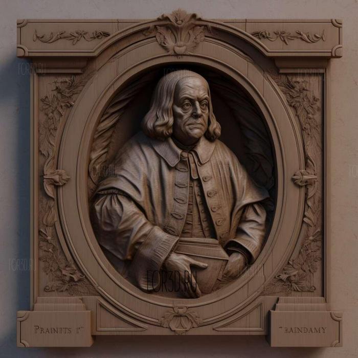 Benjamin Franklin thin plinth 2 stl model for CNC