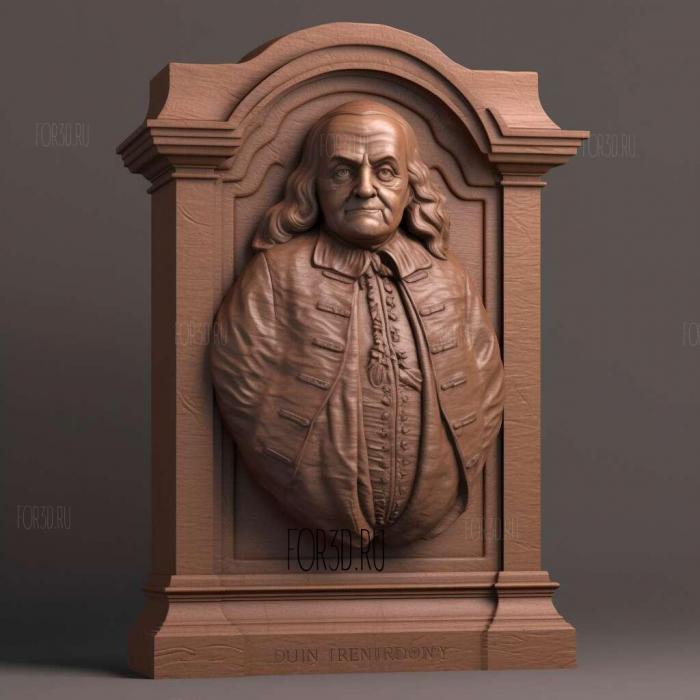 Benjamin Franklin thin plinth 3 stl model for CNC